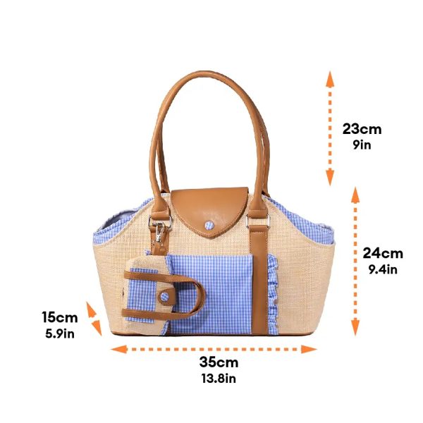 portable faux woven water repellent pet carrier bag 21