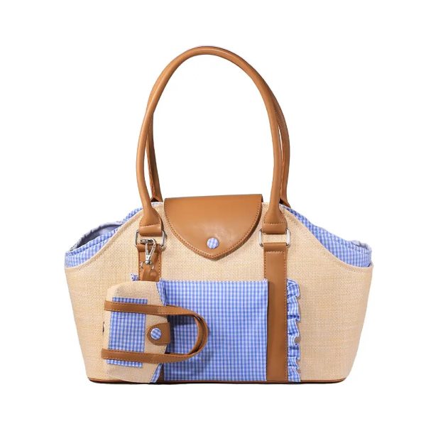 portable faux woven water repellent pet carrier bag 23