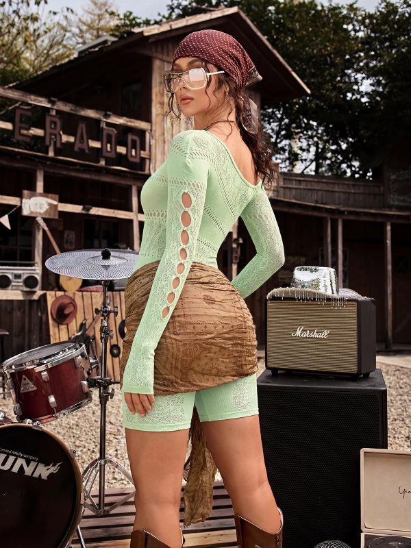 pryxora one shoulder cutout romper in mint green 14