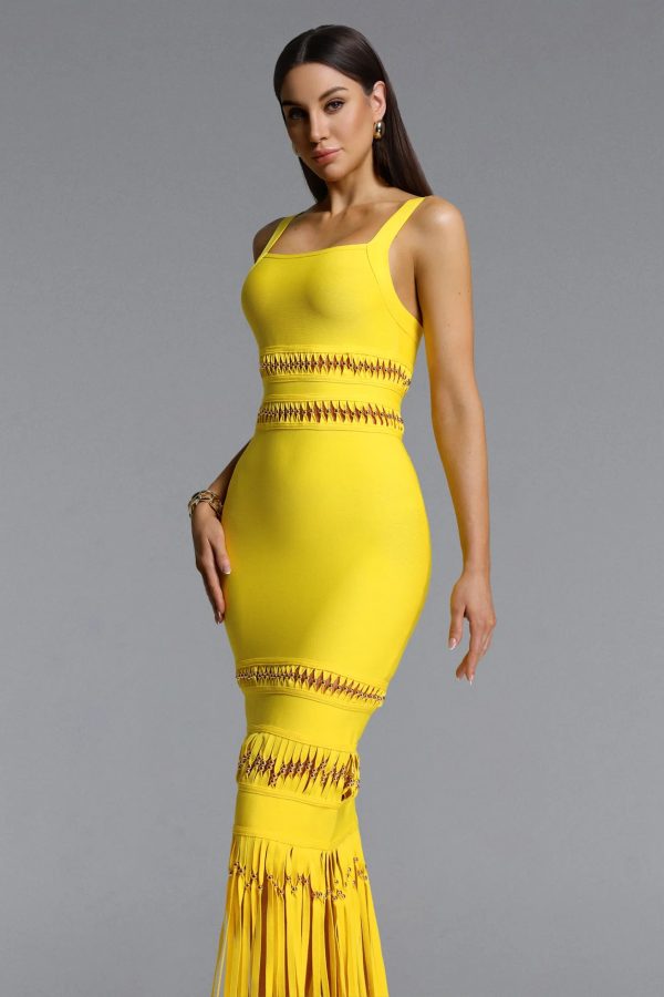 shanley sleeveless beaded fringe bandage maxi dress 15