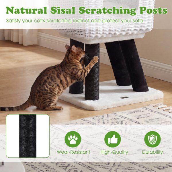 43 inch lamb shaped cat tree with 2 door rattan condo 15