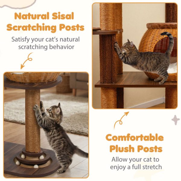 59.5 multi level cat tree with pe rattan cat condo & top perch 14