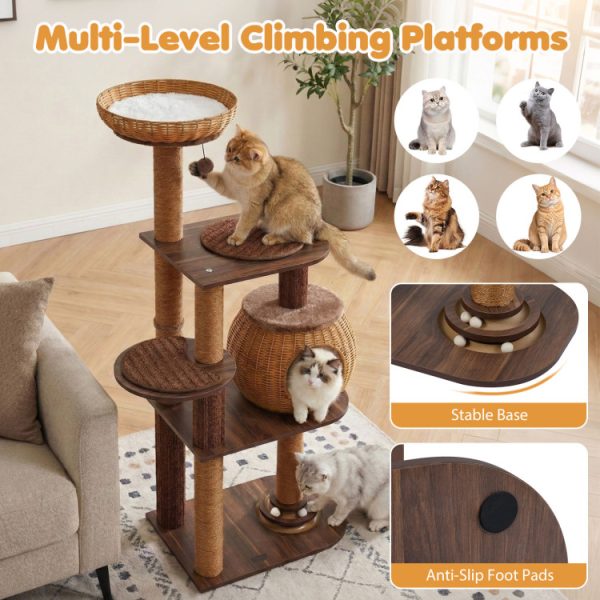 59.5 multi level cat tree with pe rattan cat condo & top perch 16