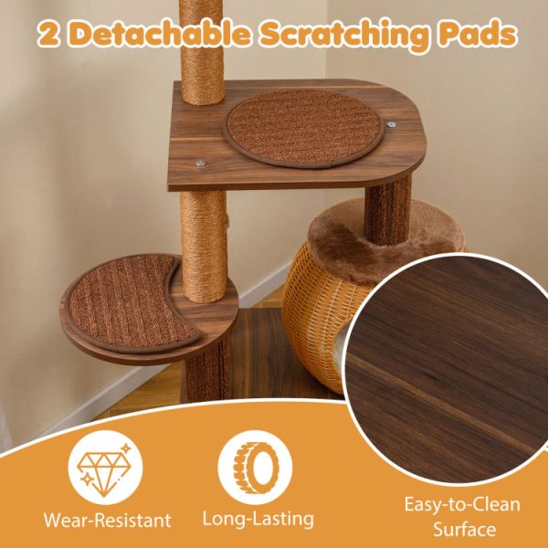 59.5 multi level cat tree with pe rattan cat condo & top perch 17