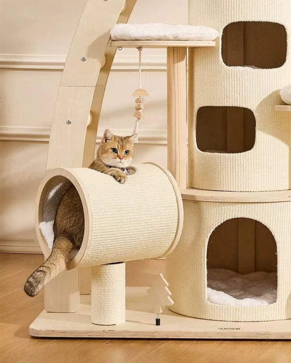 66” large cat tree tower with cloud steps 22