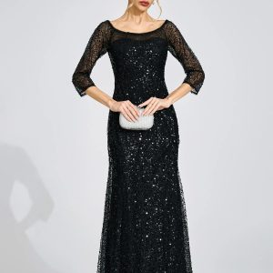 aeliana black beaded sequined maxi dress 11