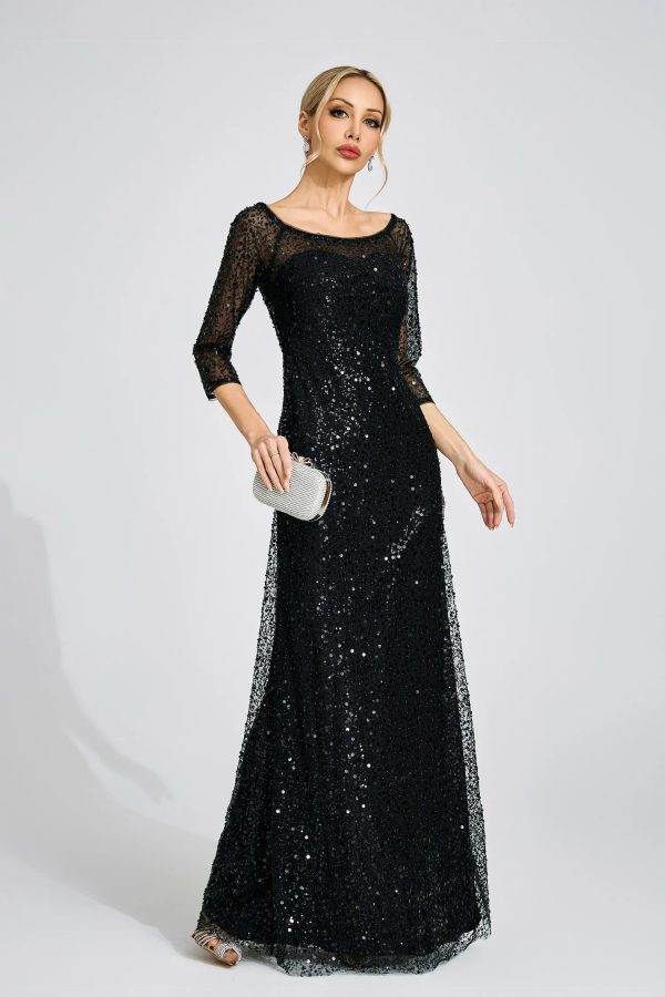 aeliana black beaded sequined maxi dress 13