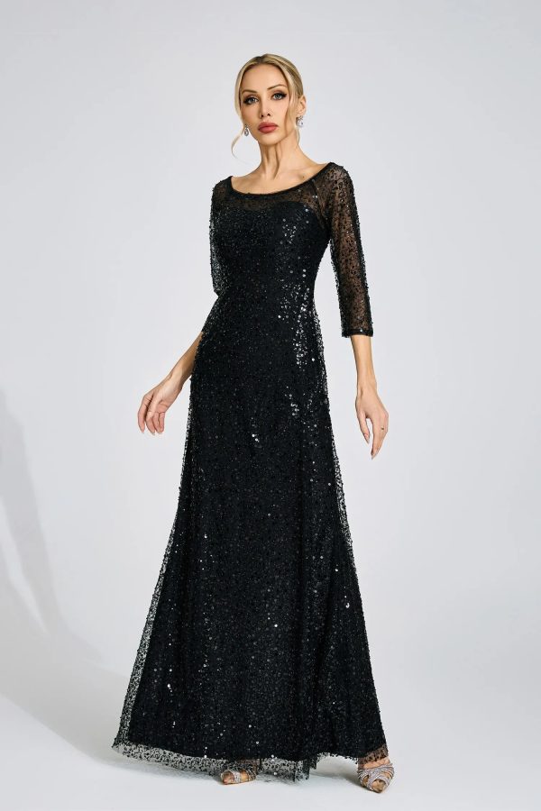 aeliana black beaded sequined maxi dress 15