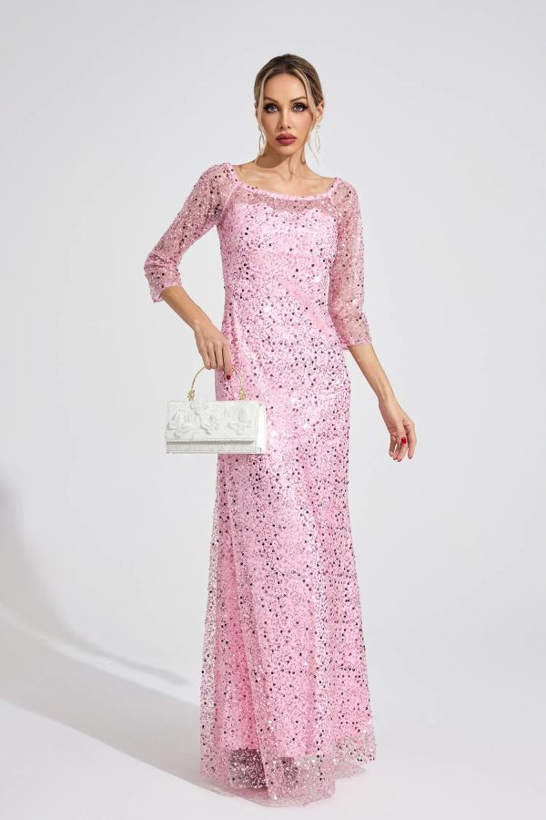 aeliana pink beaded sequined maxi dress 13