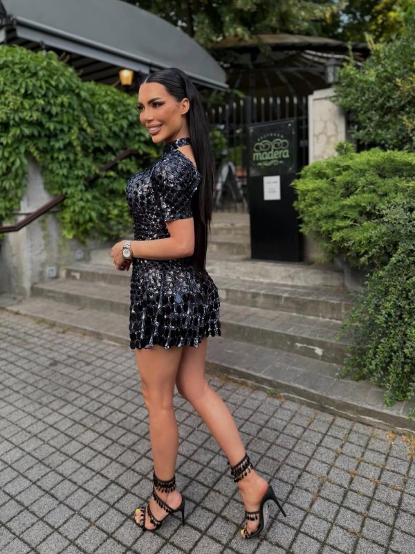 ayla sequin mini dress in black 28