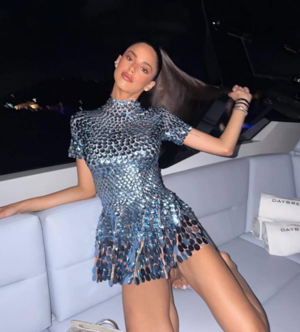 ayla sequin mini dress in blue 16