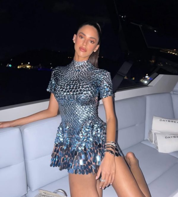 ayla sequin mini dress in blue 18