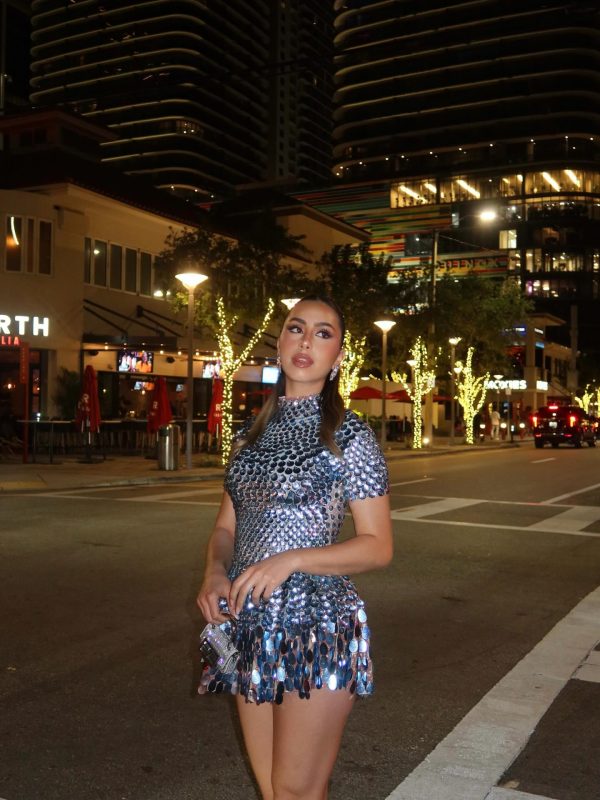 ayla sequin mini dress in blue 31