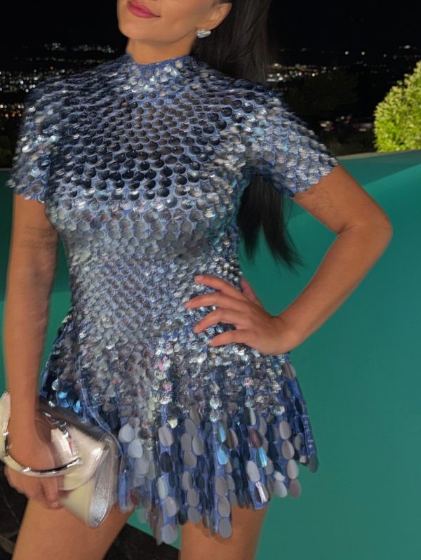ayla sequin mini dress in blue 36