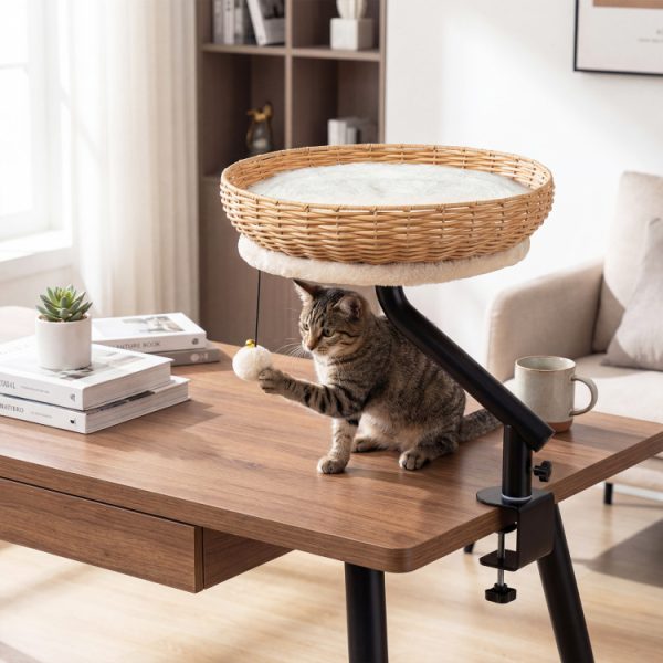 cat desk bed with removable padded cushion 13