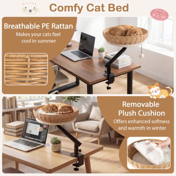 cat desk bed with removable padded cushion 16