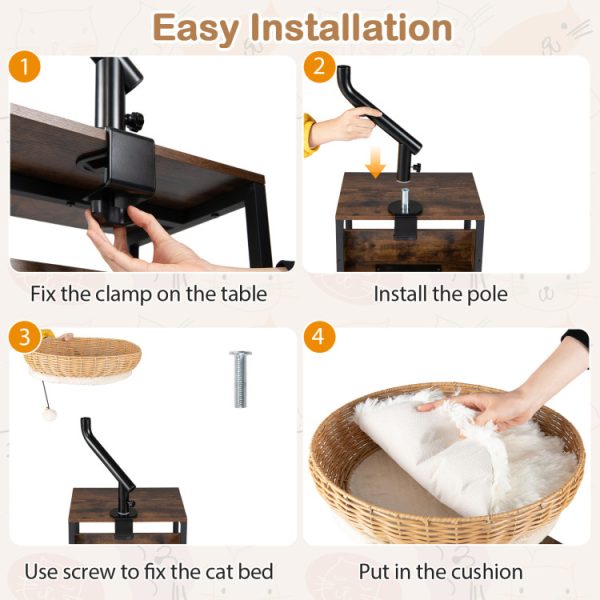 cat desk bed with removable padded cushion 18