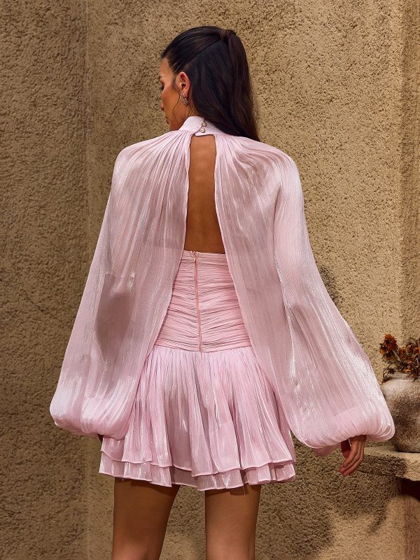 charmaine balloon sleeve ruched ruffle mini dress 16