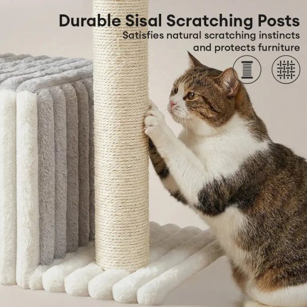 cozy fluffy one piece climbing frame cat scratching cat tree with condo 15