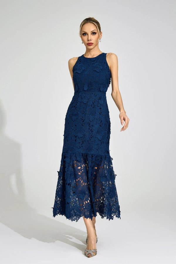 culvert blue round neck maxi dress 14