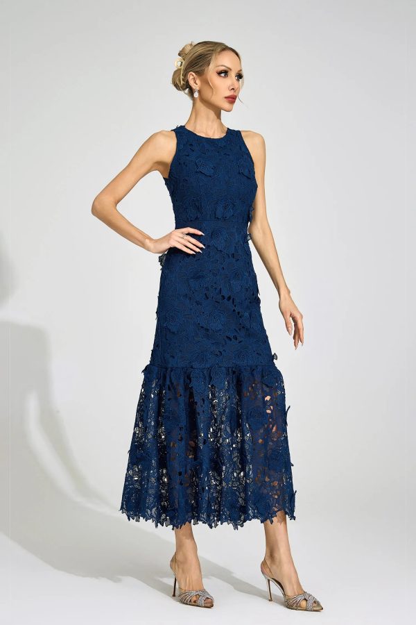 culvert blue round neck maxi dress 15