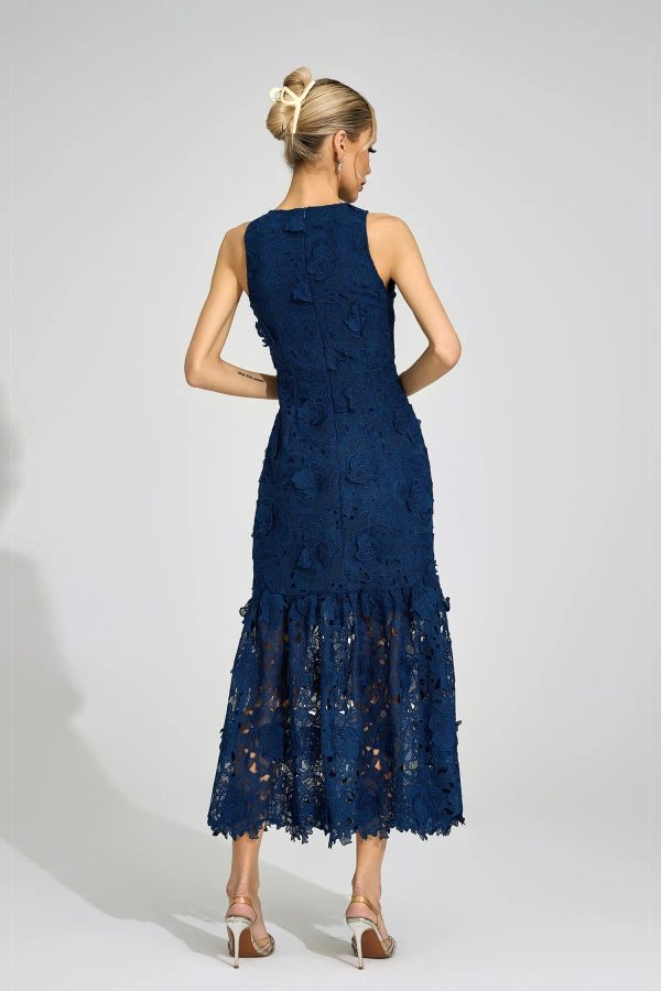 culvert blue round neck maxi dress 16