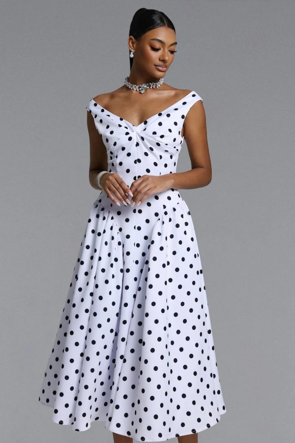 cybil sleeveless dot midi dress 12
