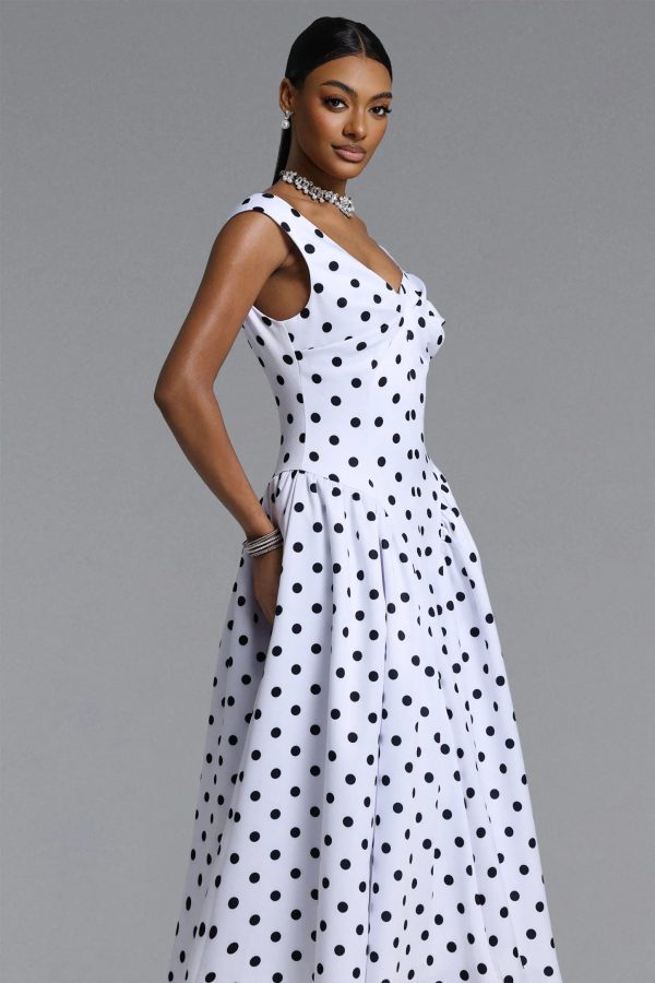 cybil sleeveless dot midi dress 15