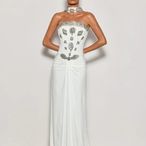 cyrila strapless crystal scarf maxi dress 11