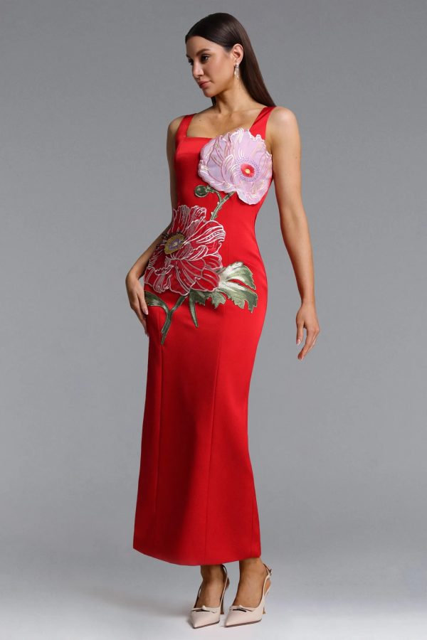 doryqor embroidered flower maxi dress in red 15