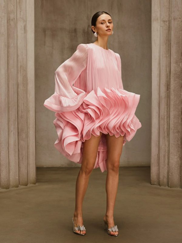 dotty flare sleeve tiered mini dress 15