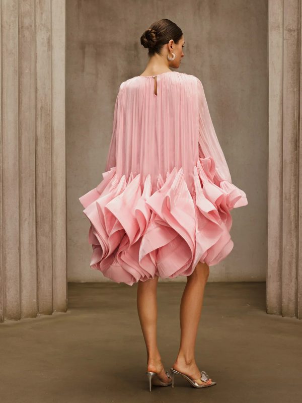 dotty flare sleeve tiered mini dress 16