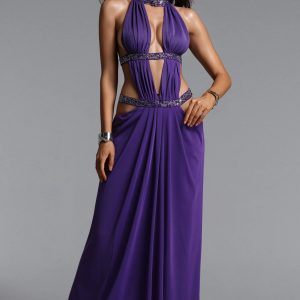 elaia halter ruched cutout purple maxi dress 11