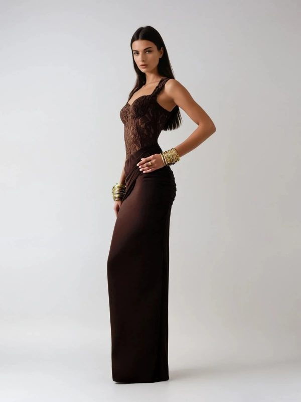 eternis sleeveless lace ruched maxi dress 13