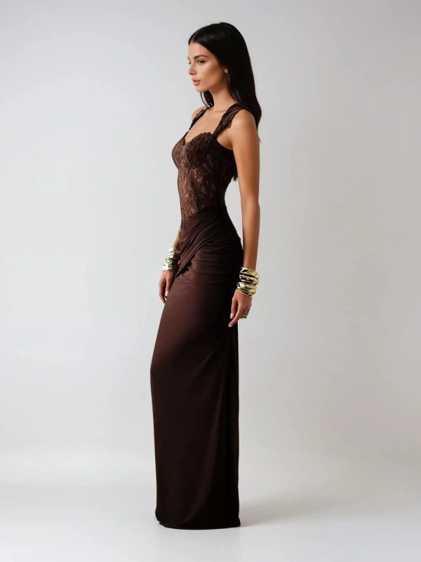 eternis sleeveless lace ruched maxi dress 14