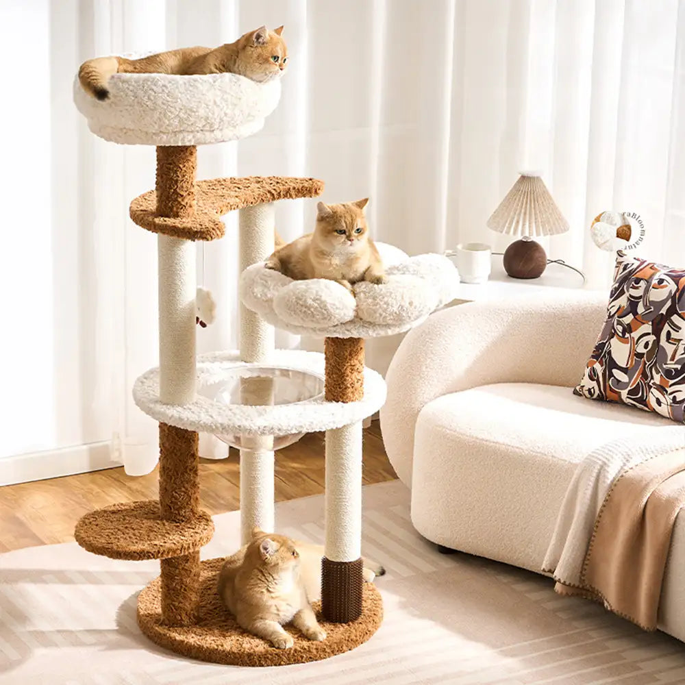 flower multi level cat tree with space capsule 11