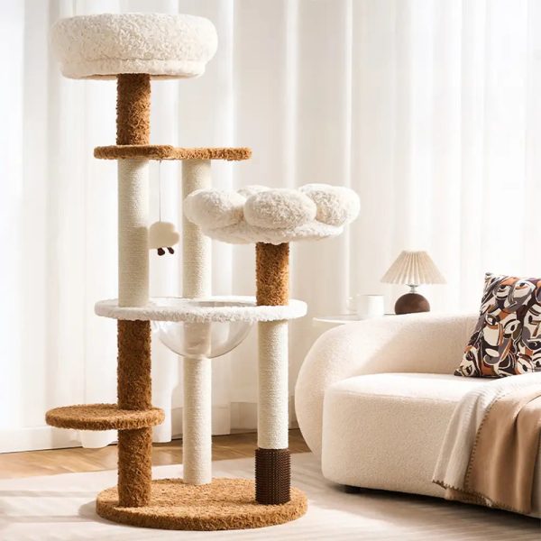 flower multi level cat tree with space capsule 13
