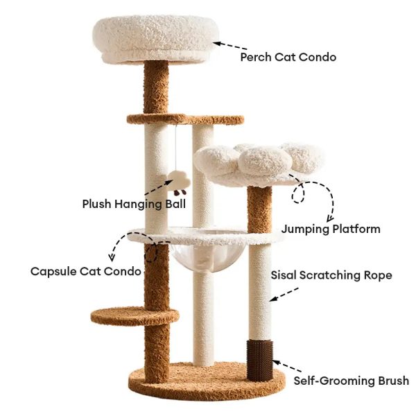 flower multi level cat tree with space capsule 15
