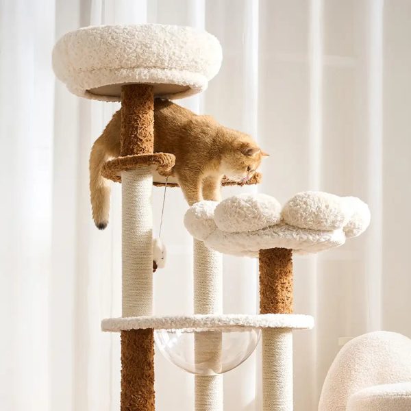 flower multi level cat tree with space capsule 17
