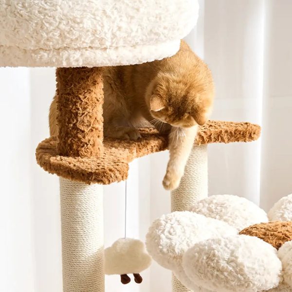 flower multi level cat tree with space capsule 18