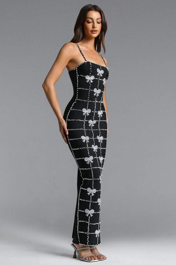 frances bow rhinestone bandage maxi dress 15