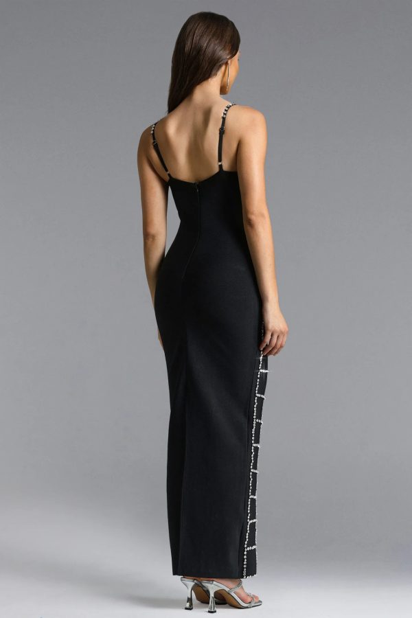 frances bow rhinestone bandage maxi dress 16