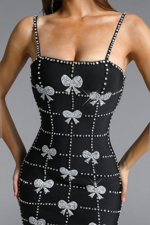 frances bow rhinestone bandage mini dress 13