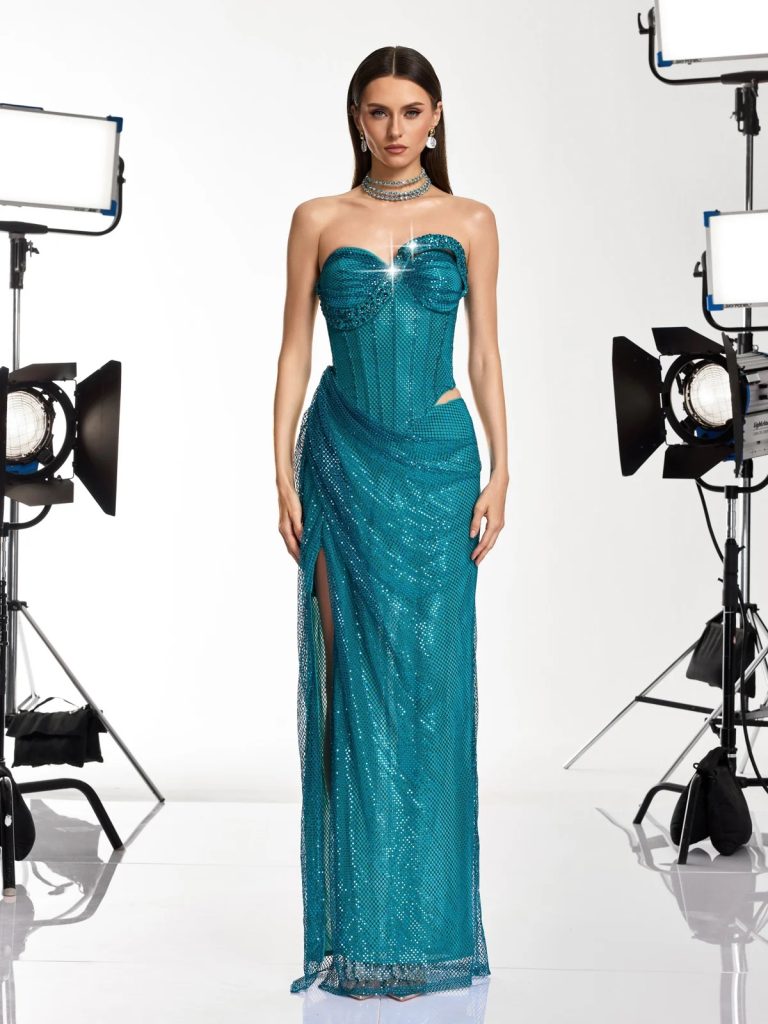 gethan strapless rhinestone mesh maxi dress 11