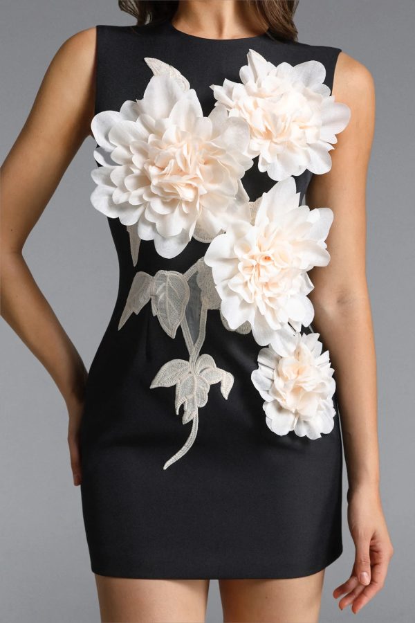 hzere sleeveless floral embroidered black mini dress 13