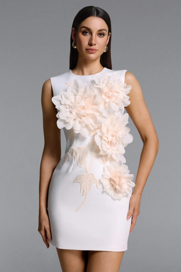 hzere sleeveless floral embroidered white mini dress 12