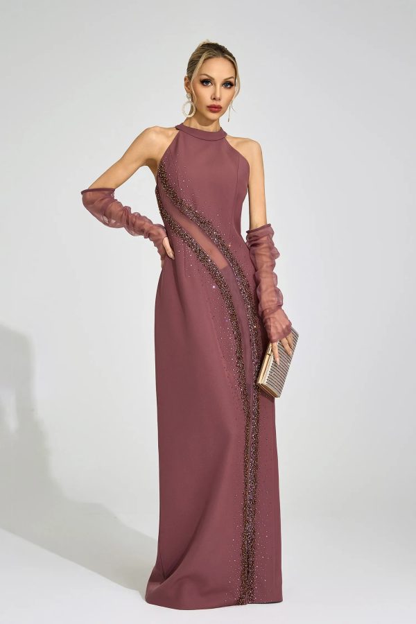 inga brown high neck maxi dress 14
