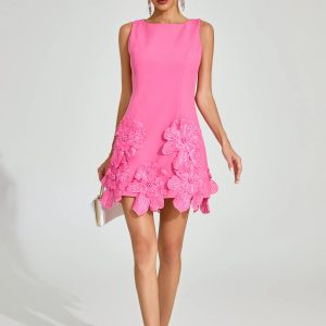 jeremiah pink floral applique mini dress 11