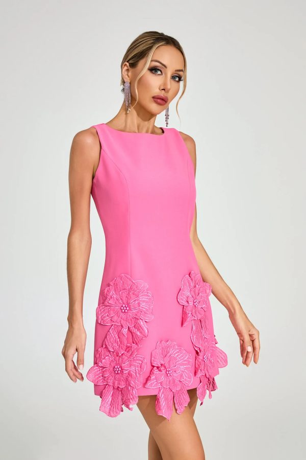 jeremiah pink floral applique mini dress 15