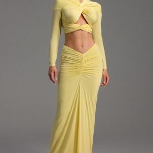 kendall long sleeve knot maxi dress 11